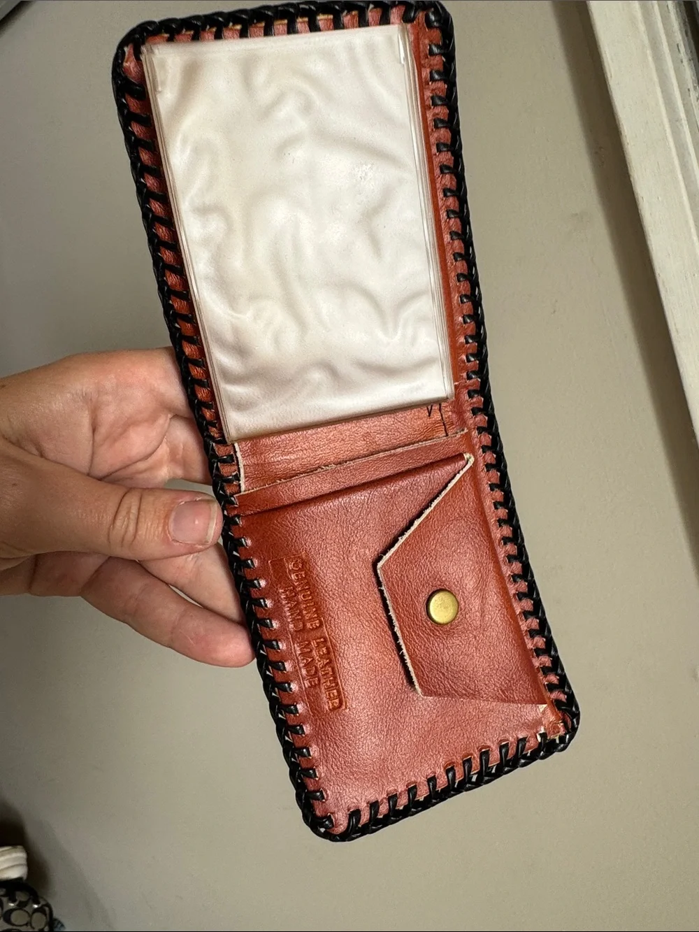 Hand-Tooled Brown Leather Men's Wallet with Western Carved Design
